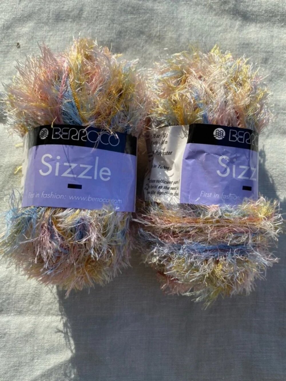 Lot of 2 NWT Berroco Sizzle pastels eyelash fun fur 50g yarn balls
